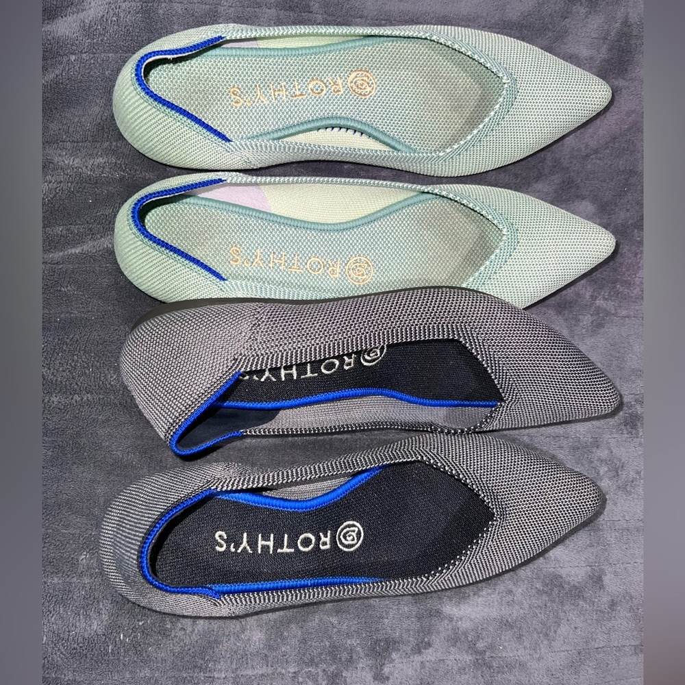 Women’s Rothy’s The Point Lot Mint and Green Size 8